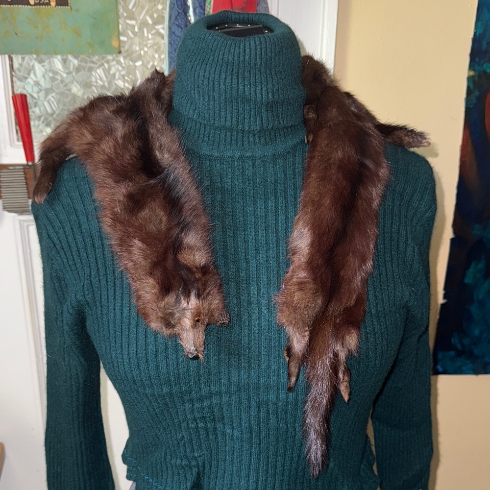 Vintage Minks full fur Collar Stole Wrap Scarf 1930’s 40’s 50’s